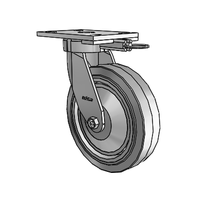 6 Series Kingpinless Casters Top Plate Swivel Caster with 8 x 2 Performa Rubber (Flat/Grey) Wheel
