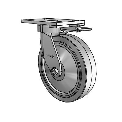 6 Series Kingpinless Casters Top Plate Swivel Caster with 8 x 2 Performa Rubber (Flat/Grey) Wheel
