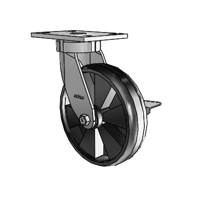 6 Series Kingpinless Casters Top Plate Swivel Caster with 8 x 2 Maxim Wheel and Side Lock Brake