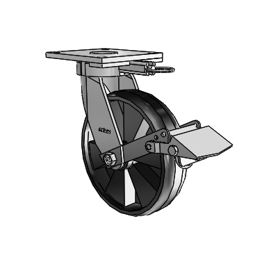 6 Series Kingpinless Casters Top Plate Swivel Caster with 8 x 2 Maxim Wheel and Tread Lock Brake
