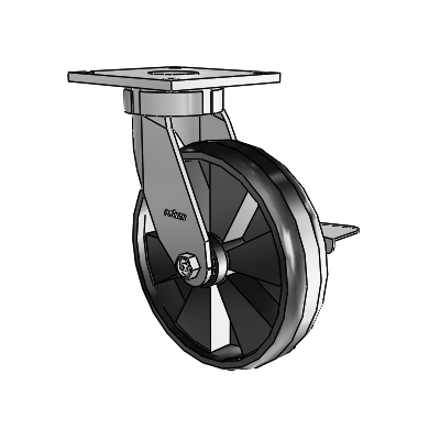 Ruedas giratorias sin pivote de la serie 6, con placa superior, rueda Maxim de 8 x 2 y freno de bloqueo lateral