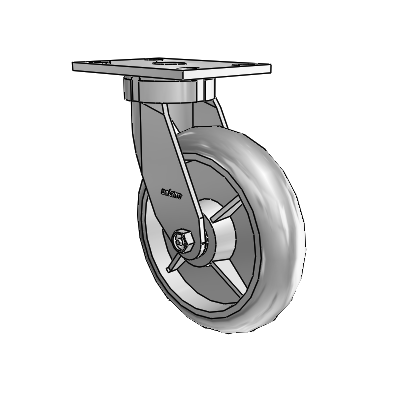 6 Series Kingpinless Casters Top Plate Swivel Caster with 8 x 2 Performa Rubber (Round/Grey) Wheel