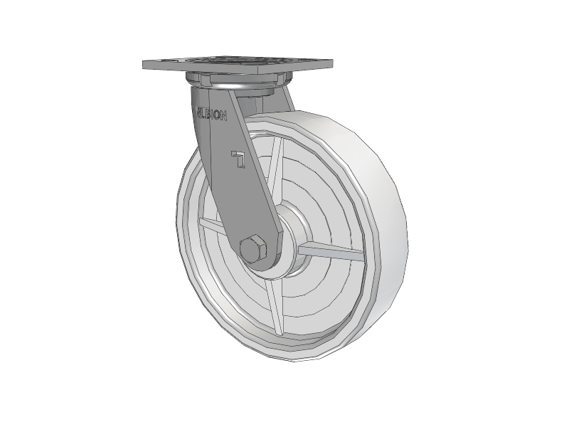 16 Series Top Plate Swivel Caster with 8 x 2 White Nylon NW - White Nylon Wheel