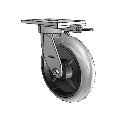6 Series Kingpinless Casters Top Plate Swivel Caster with 8 x 2 Performa Rubber (Round/Conductive) Wheel