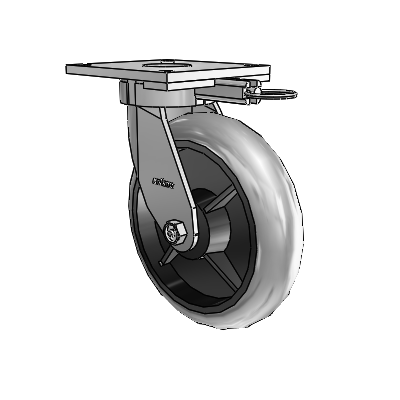 6 Series Kingpinless Casters Top Plate Swivel Caster with 8 x 2 Performa Rubber (Round/Conductive) Wheel