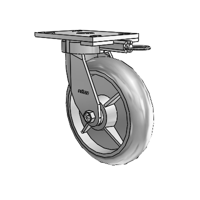 6 Series Kingpinless Casters Top Plate Swivel Caster with 8 x 2 Performa Rubber (Round/Grey) Wheel