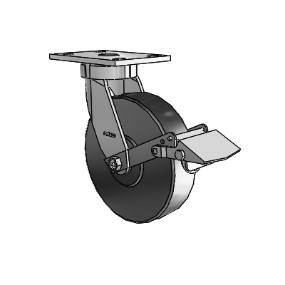 6 Series Kingpinless Casters Top Plate Swivel Caster with 8 x 2 Commander HD Wheel and Tread Lock Brake