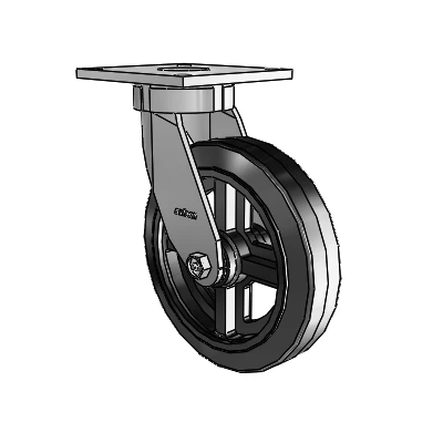 6 Series Kingpinless Casters Top Plate Swivel Caster with 8 x 2 MR - Moldon Rubber (Cast Iron Core) Wheel