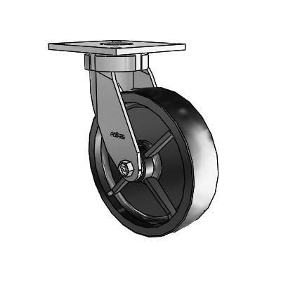 6 Series Kingpinless Casters Top Plate Swivel Caster with 8 x 2 Polyolefin Wheel