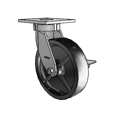 6 Series Kingpinless Casters Top Plate Swivel Caster with 8 x 2 Polyolefin Wheel and Side Lock Brake