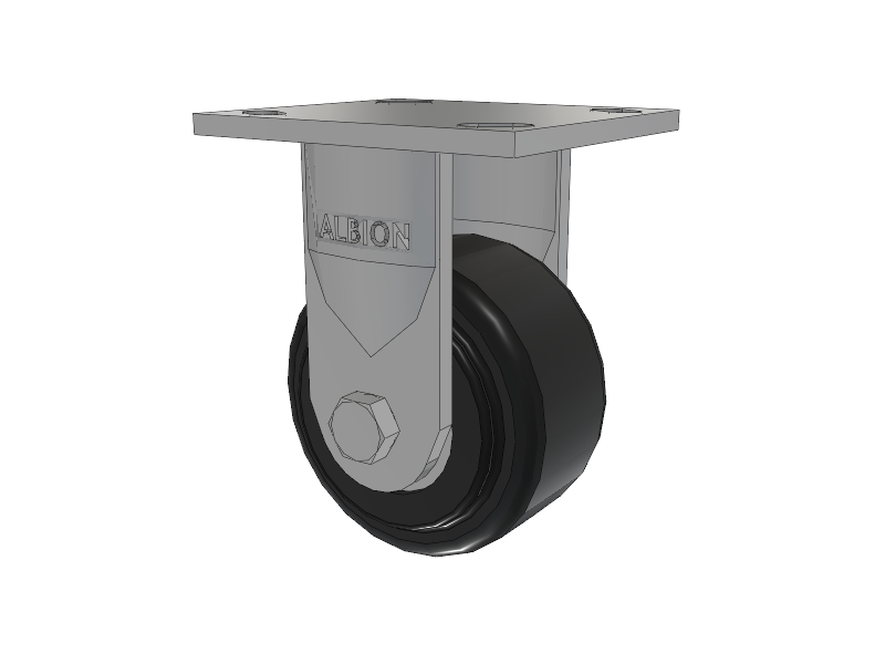 16 Series Top Plate Rigid Caster with 4 x 2 Black Polymer NX - Trionix High Impact Polymer Wheel