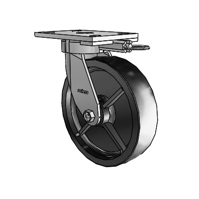 6 Series Kingpinless Casters Top Plate Swivel Caster with 8 x 2 Polyolefin Wheel