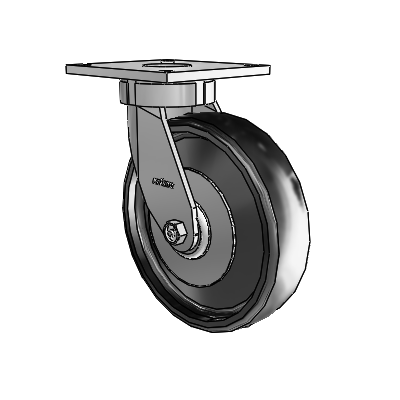 6 Series Kingpinless Casters Top Plate Swivel Caster with 8 x 2 Endura Solid Elastomer Wheel