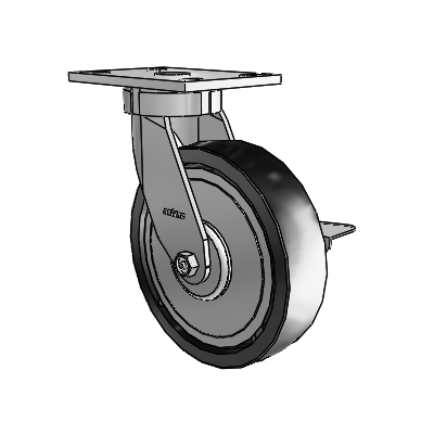 6 Series Kingpinless Casters Top Plate Swivel Caster with 8 x 2 Polyolefin Wheel and Side Lock Brake