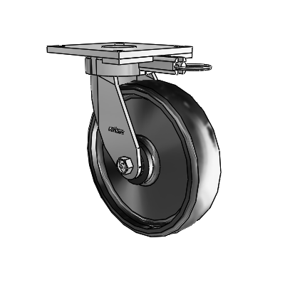 6 Series Kingpinless Casters Top Plate Swivel Caster with 8 x 2 Endura Solid Elastomer Wheel