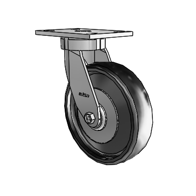 6 Series Kingpinless Casters Top Plate Swivel Caster with 8 x 2 Endura Solid Elastomer Wheel