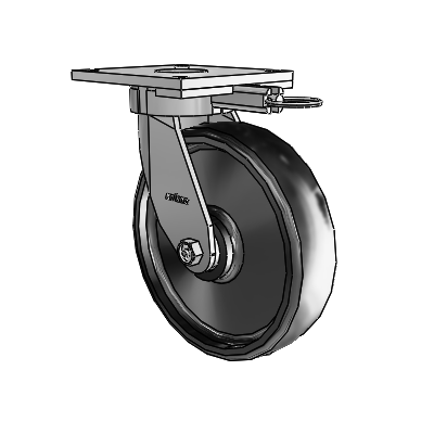 6 Series Kingpinless Casters Top Plate Swivel Caster with 8 x 2 Endura Solid Elastomer Wheel