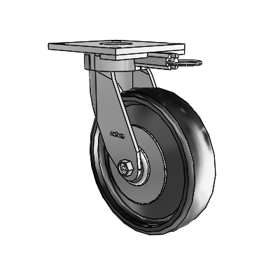 6 Series Kingpinless Casters Top Plate Swivel Caster with 8 x 2 Endura Solid Elastomer Wheel