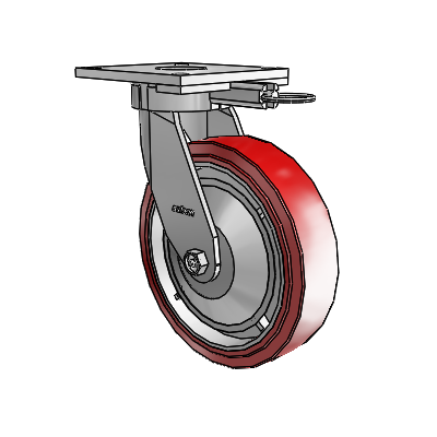 Roulettes sans pivot de la série 6 – Roulette pivotante à plaque supérieure avec roue en polyuréthane HI-TECH 8 x 2