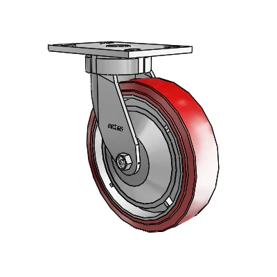 6 Series Kingpinless Casters Top Plate Swivel Caster with 8 x 2 Polyurethane HI-TECH Wheel