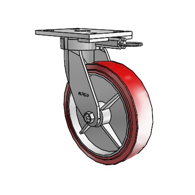 6 Series Kingpinless Casters Top Plate Swivel Caster with 8 x 2 Polyurethane HI-TECH Wheel
