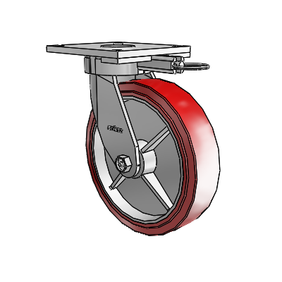 6 Series Kingpinless Casters Top Plate Swivel Caster with 8 x 2 Polyurethane HI-TECH Wheel
