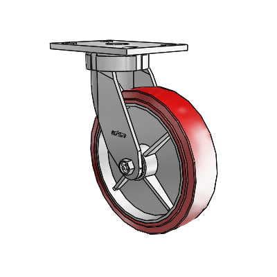 6 Series Kingpinless Casters Top Plate Swivel Caster with 8 x 2 Polyurethane HI-TECH Wheel