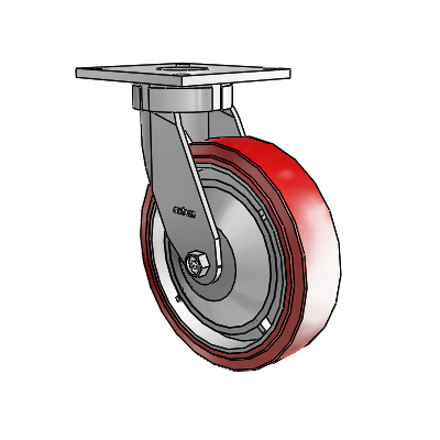 6 Series Kingpinless Casters Top Plate Swivel Caster with 8 x 2 Polyurethane HI-TECH Wheel