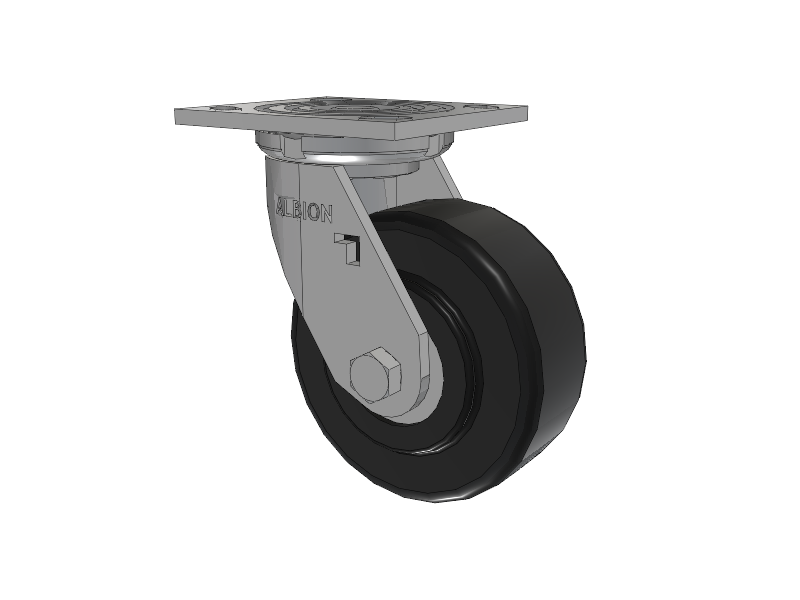 16 Series Top Plate Swivel Caster with 5 x 2 Black Polymer NX - Trionix High Impact Polymer Wheel