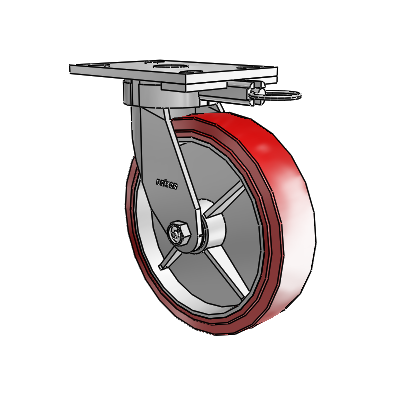 6 Series Kingpinless Casters Top Plate Swivel Caster with 8 x 2 Polyurethane HI-TECH Wheel
