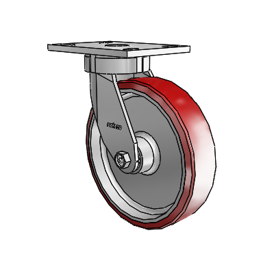 6 Series Kingpinless Casters Top Plate Swivel Caster with 8 x 2 Moldon Polyurethane (Aluminum Core) Wheel