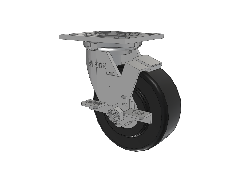 16 Series Top Plate Swivel Caster with 5 x 2 Black Polymer NX - Trionix High Impact Polymer Wheel and Face Brake