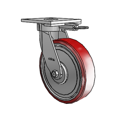 6 Series Kingpinless Casters Top Plate Swivel Caster with 8 x 2 Moldon Polyurethane (Aluminum Core) Wheel