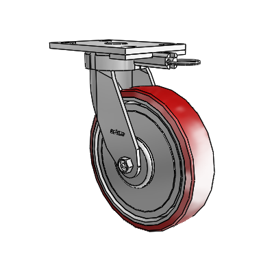 6 Series Kingpinless Casters Top Plate Swivel Caster with 8 x 2 Moldon Polyurethane (Aluminum Core) Wheel