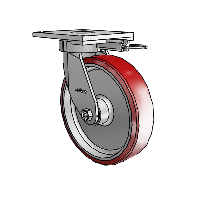 6 Series Kingpinless Casters Top Plate Swivel Caster with 8 x 2 Moldon Polyurethane (Aluminum Core) Wheel