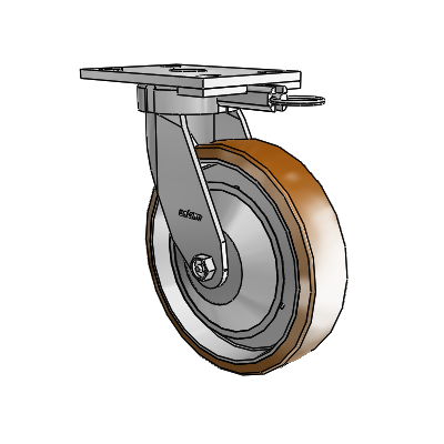6 Series Kingpinless Casters Top Plate Swivel Caster with 8 x 2 Moldon Nylon (Aluminum Core) Wheel