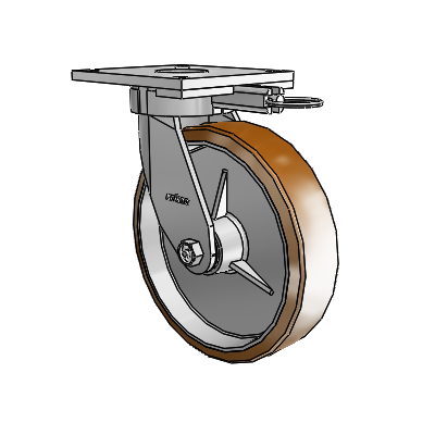 6 Series Kingpinless Casters Top Plate Swivel Caster with 8 x 2 Moldon Nylon (Aluminum Core) Wheel