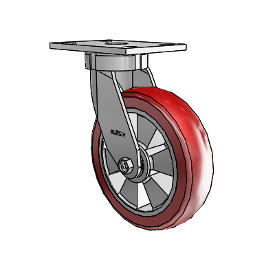 6 Series Kingpinless Casters Top Plate Swivel Caster with 8 x 2 Triumph (Crown/Red) Wheel
