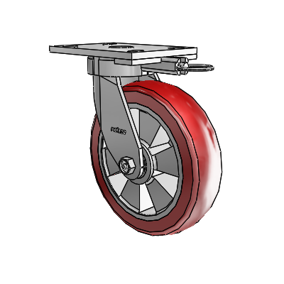 6 Series Kingpinless Casters Top Plate Swivel Caster with 8 x 2 Triumph (Crown/Red) Wheel