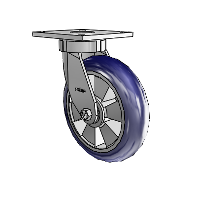6 Series Kingpinless Casters Top Plate Swivel Caster with 8 x 2 Triumph (Round/Blue) Wheel