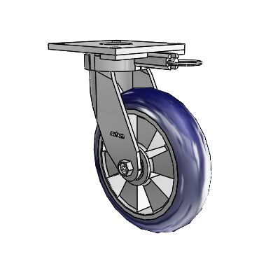 6 Series Kingpinless Casters Top Plate Swivel Caster with 8 x 2 Triumph (Round/Blue) Wheel