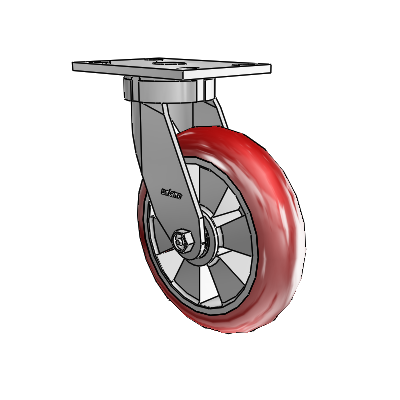 6 Series Kingpinless Casters Top Plate Swivel Caster with 8 x 2 Triumph (Round/Red) Wheel