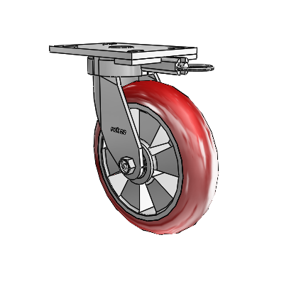 6 Series Kingpinless Casters Top Plate Swivel Caster with 8 x 2 Triumph (Round/Red) Wheel