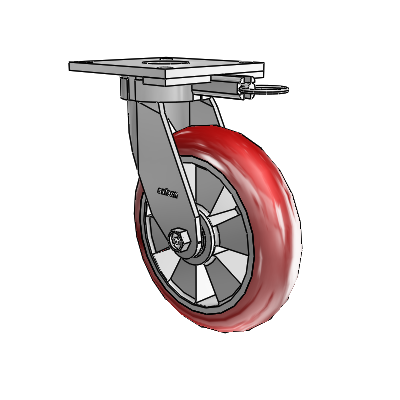 6 Series Kingpinless Casters Top Plate Swivel Caster with 8 x 2 Triumph (Round/Red) Wheel