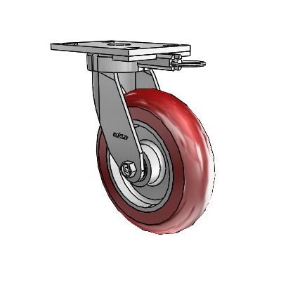 6 Series Kingpinless Casters Top Plate Swivel Caster with 8 x 2 CG Max Maroon Wheel