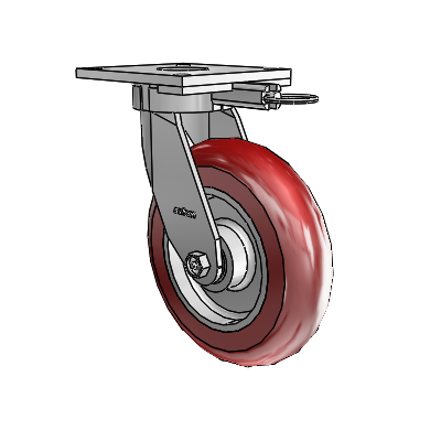 6 Series Kingpinless Casters Top Plate Swivel Caster with 8 x 2 CG Max Maroon Wheel