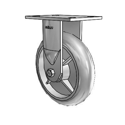 6 Series Casters Top Plate Rigid Zinc Caster with 8 x 2 Grey on Grey Performa Rubber (Round/Grey) Wheel