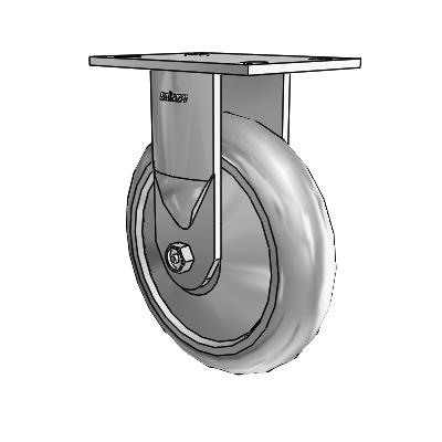 6 Series Casters Top Plate Rigid Zinc Caster with 8 x 2 Grey on Grey Performa Rubber (Round/Grey) Wheel