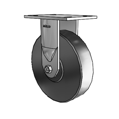 6 Series Casters Top Plate Rigid Zinc Caster with 8 x 2 Black Commander HD Wheel