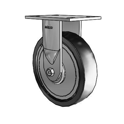 6 Series Casters Top Plate Rigid Zinc Caster with 8 x 2 Black Polyolefin Wheel
